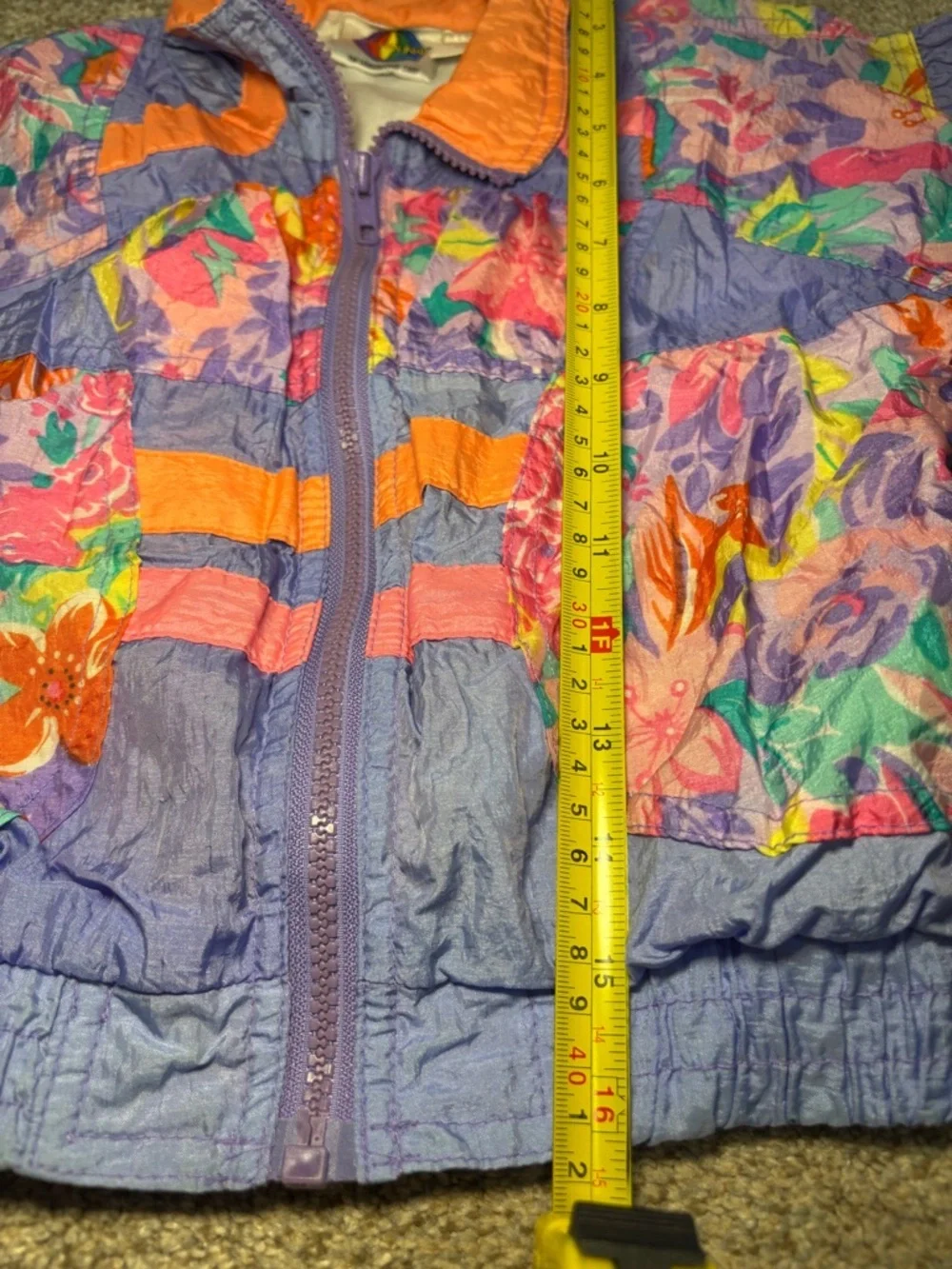 Vintage London Fog Vibrant Floral Cropped Windbreaker Track Jacket Girl’s Large
